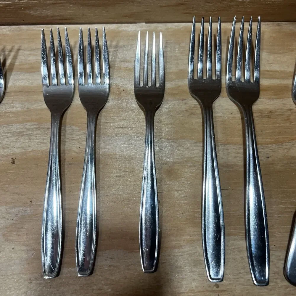 Vintage Oneida Stainless Steel Flatware Mixed 10 Piece Lot Forks Spoons MCM